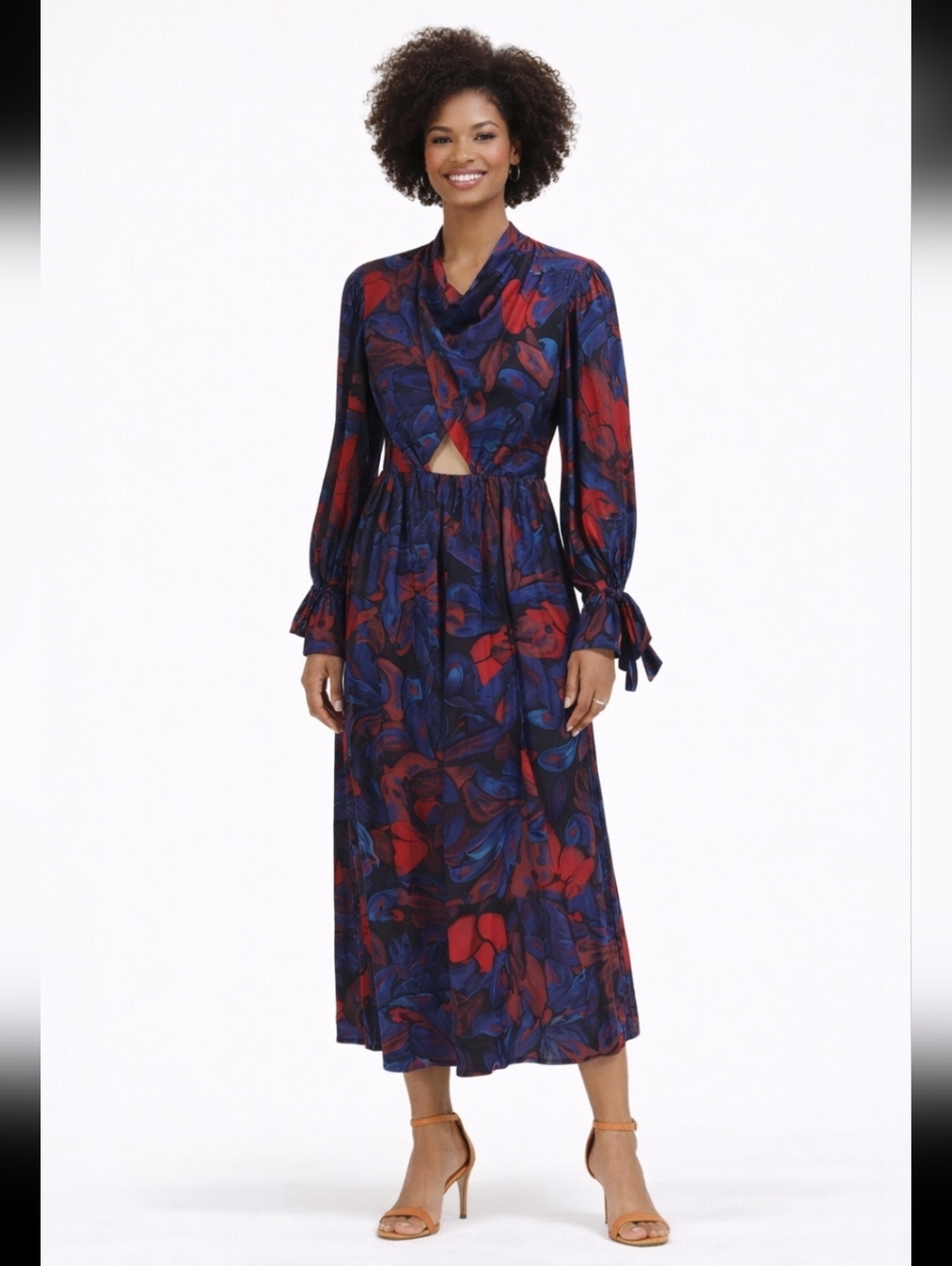 Farm rio for‎ anthropologie balloon sleeve printed midi dress